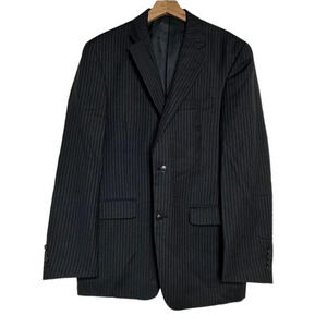 Liz Claiborne 40L black pinstriped wool sports coat‎ blazer